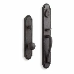 Signature Hardware Marconi Bronze Entrance Set with Oval Door Knob in Antique Pewter