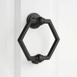 Signature Hardware Arcaro Brass Door Knocker in Satin Black