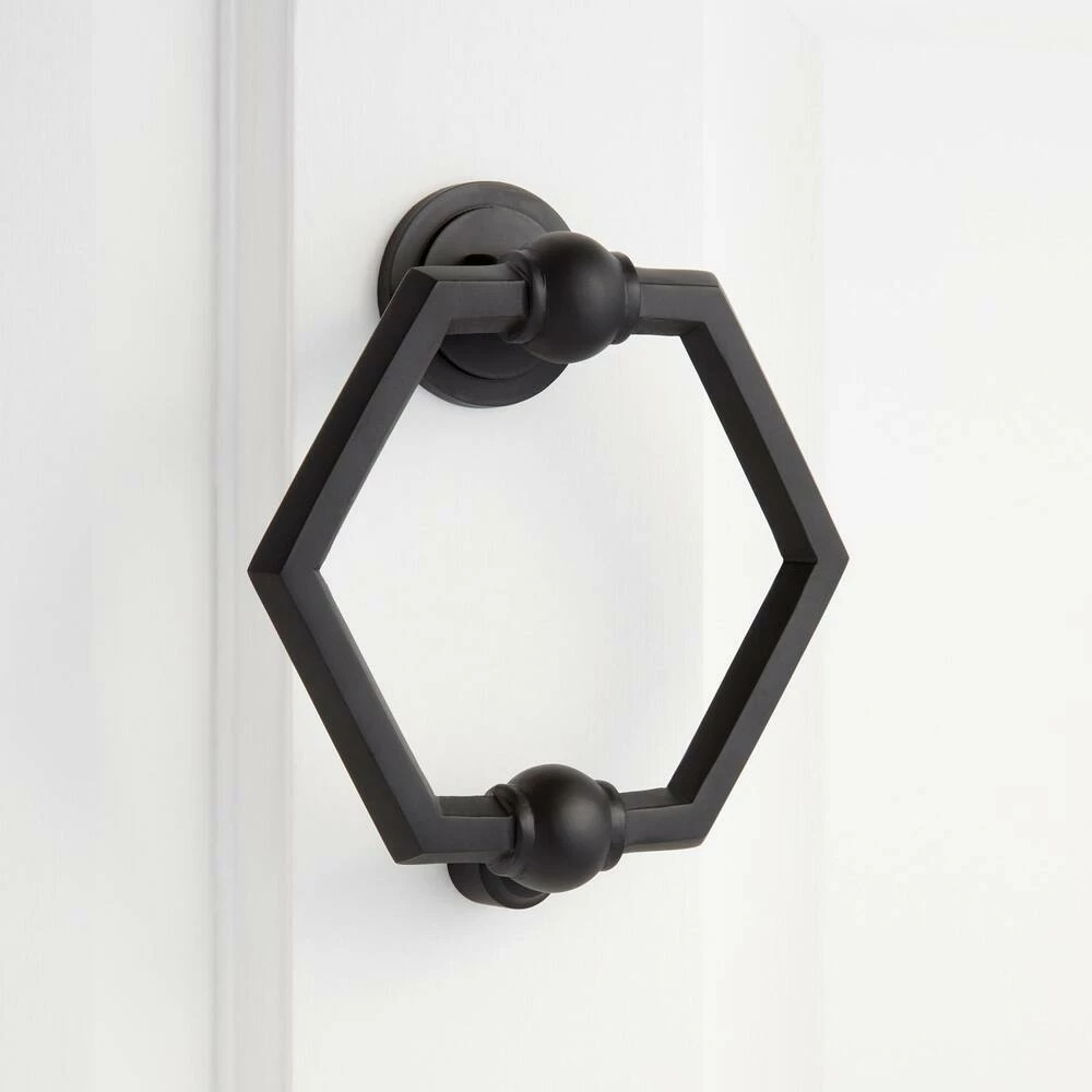 Signature Hardware Arcaro Brass Door Knocker in Satin Black