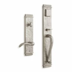 Signature Hardware Griggs Brass Rectangular Entrance Door Set with Lever Handle in Satin Brass