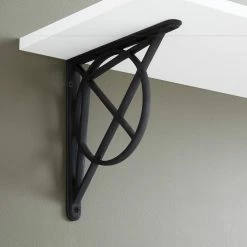 Signature Hardware Kopra 6-1/8 in. Cast Iron Shelf Bracket in Black Powder Coat