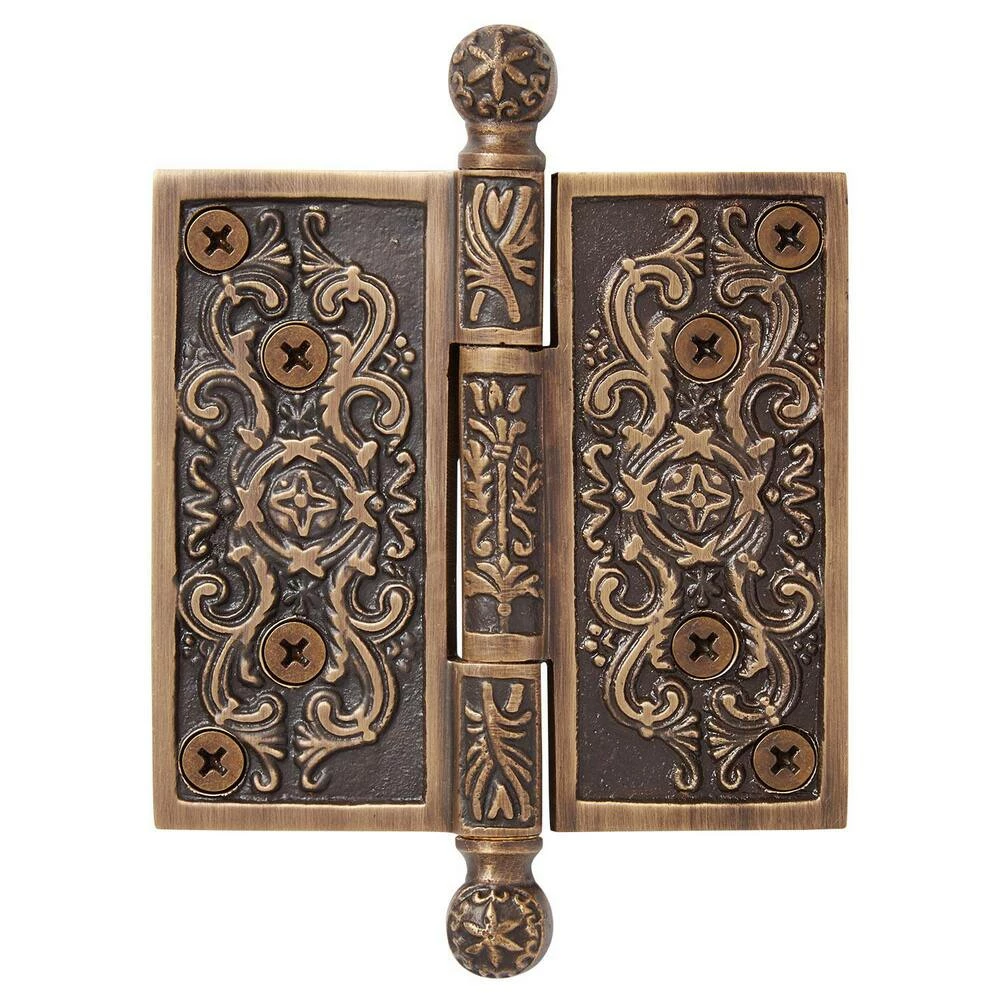 Signature Hardware Eastern Damask 5-3/4 in. Residential Door Hinge in Antique Brass