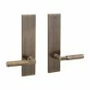 Signature Hardware Satcher Brass Handle Left Hand Dummy Entrance Door Set Lever in Antique Brass