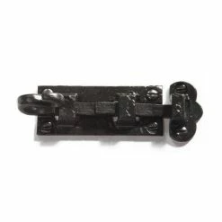 Signature Hardware Cast Iron Slide Bolt in Matte Black Powder Coat