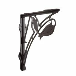 Signature Hardware Tulip 9-1/4 in. Cast Iron Shelf Bracket in Black Powder Coat
