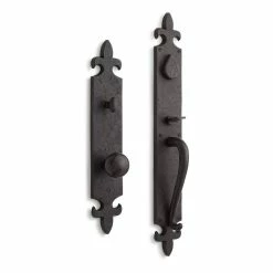 Signature Hardware Cousteau Bronze Entrance Set with Round Door Knob in Antique Pewter