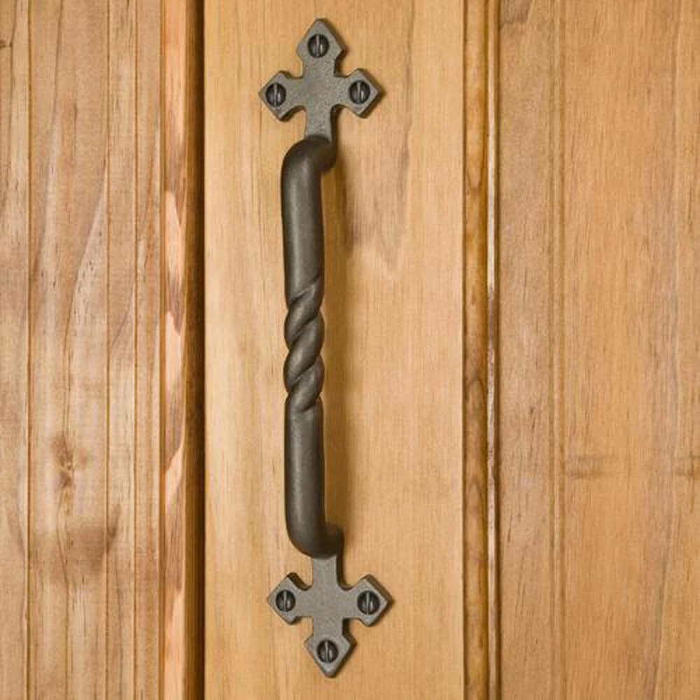 Signature Hardware Gothic 8 in. Cast Iron Twisted Pull in Antique Pewter
