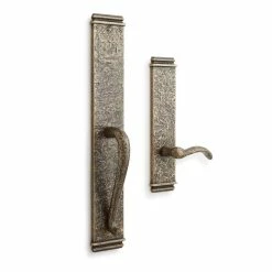 Signature Hardware Griggs Brass Rectangular Entrance Door Set with Lever Handle in Satin Brass