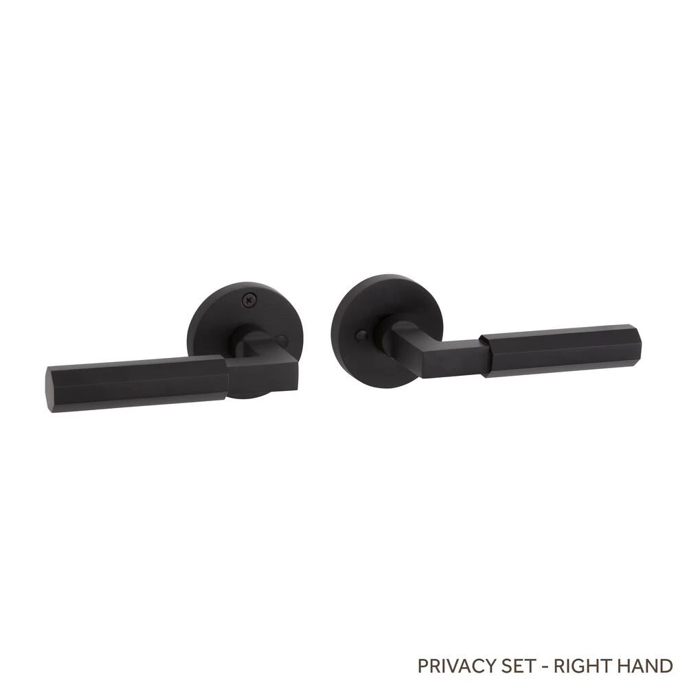 Signature Hardware Yasmeen Brass Handle Privacy Interior Door Set Lever in Satin Black