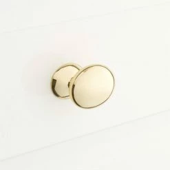 Signature Hardware Rennes 1-7/8 in. Brass Oval Knob in Polished Brass