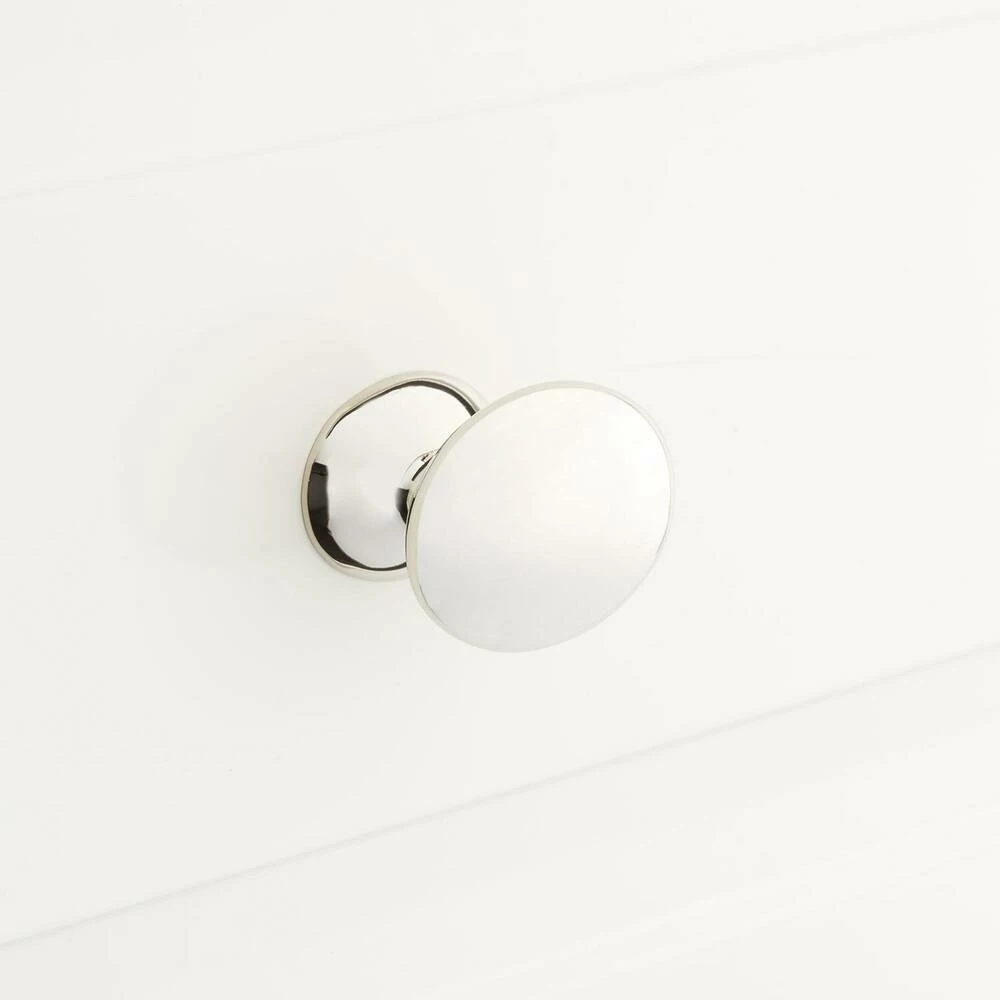 Signature Hardware Rennes 1-7/8 in. Brass Oval Knob in Polished Nickel