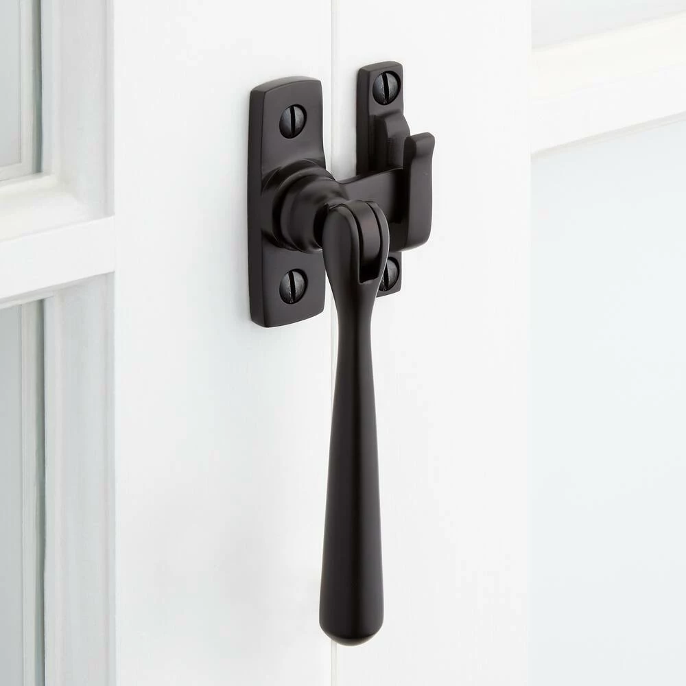 Signature Hardware Brass Casement Window Latch in Matte Black
