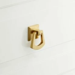 Signature Hardware 1-1/4 in. Solid Brass Drop Bale Pull in Brushed Brass