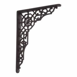 Signature Hardware Nautical Wheel Scrollwork 7 in. Iron Shelf Bracket in Black Powder Coat