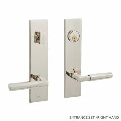 Signature Hardware Yasmeen Brass Handle Entrance Door Set Lever in Polished Nickel