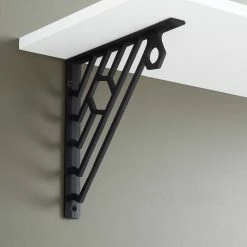 Signature Hardware Elland 6-1/2 in. Cast Iron Shelf Bracket in Black Powder Coat