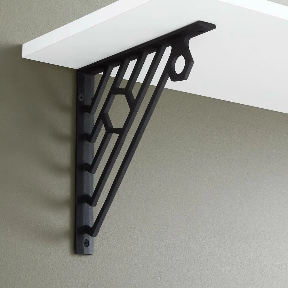 Signature Hardware Elland 6-1/2 in. Cast Iron Shelf Bracket in Black Powder Coat - Image 2