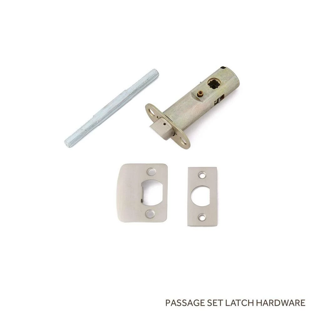 Signature Hardware Chloe Brass Round Passage Plate and Knob Set in Brushed Nickel - Image 2