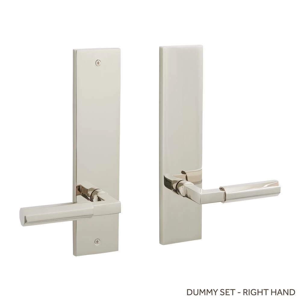 Signature Hardware Yasmeen Brass Handle Right Hand Dummy Entrance Door Set Lever in Polished Nickel
