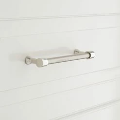 Signature Hardware Strasbourg 4-3/8 in. Solid Brass Cabinet Pull in Polished Nickel with Satin Nickel