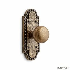 Signature Hardware Marconi 6-5/8 in. Brass Passage Door Set Knob 2-3/8 in. Backset in Satin Brass