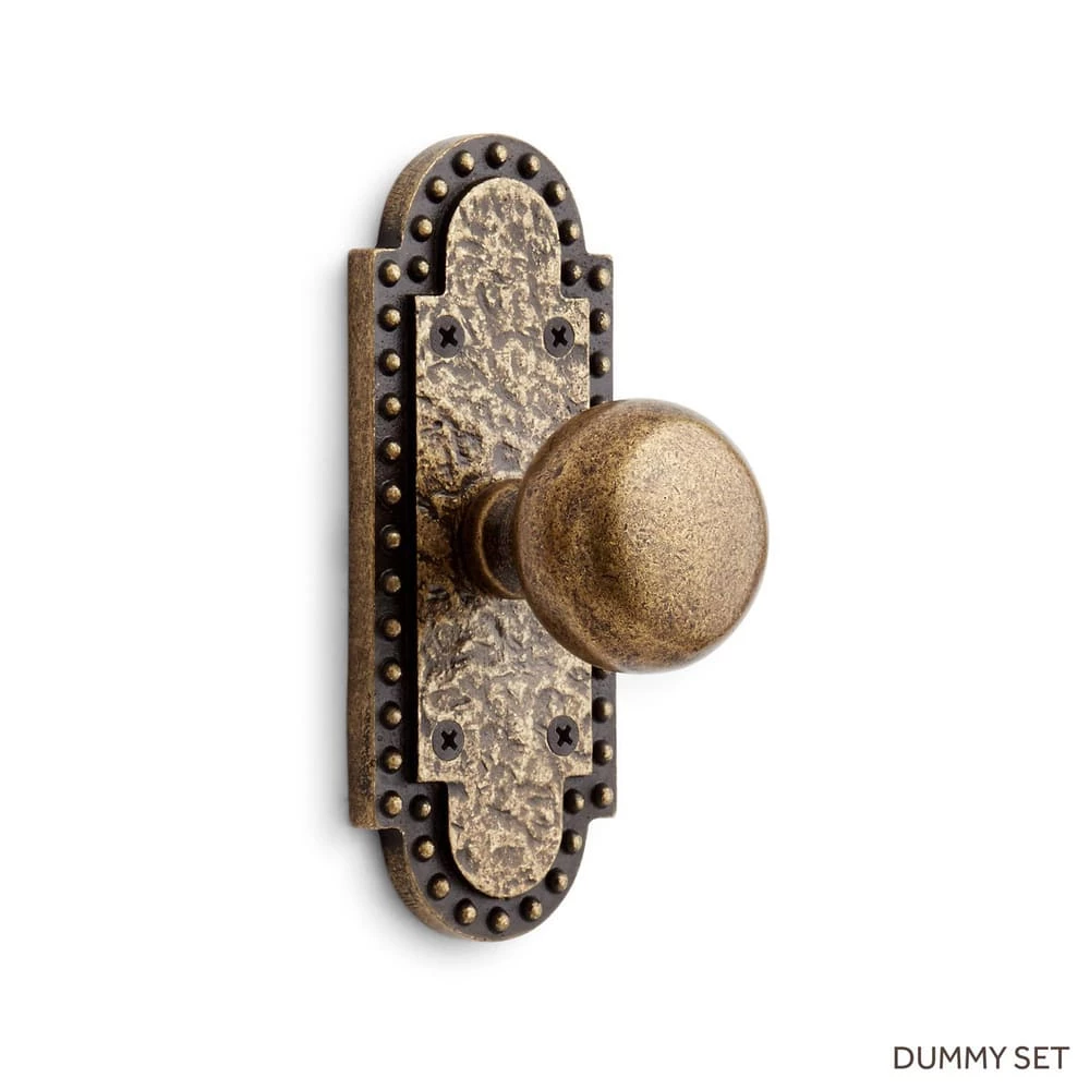 Signature Hardware Marconi 6-5/8 in. Brass Passage Door Set Knob 2-3/8 in. Backset in Satin Brass