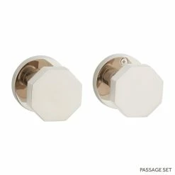 Signature Hardware Ambrus Solid Brass Passage Interior Door Set Octagonal Knob in Polished Nickel