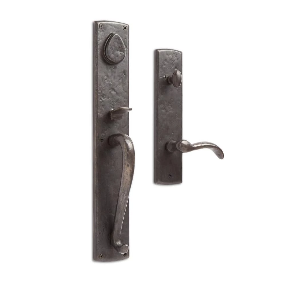 Signature Hardware Marwick Sand Cast Bronze Rectangular Passage Door Knob in Dark Bronze