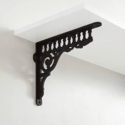 Signature Hardware Greco 11-1/2 in. Cast Iron Shelf Bracket in Black Powder Coat