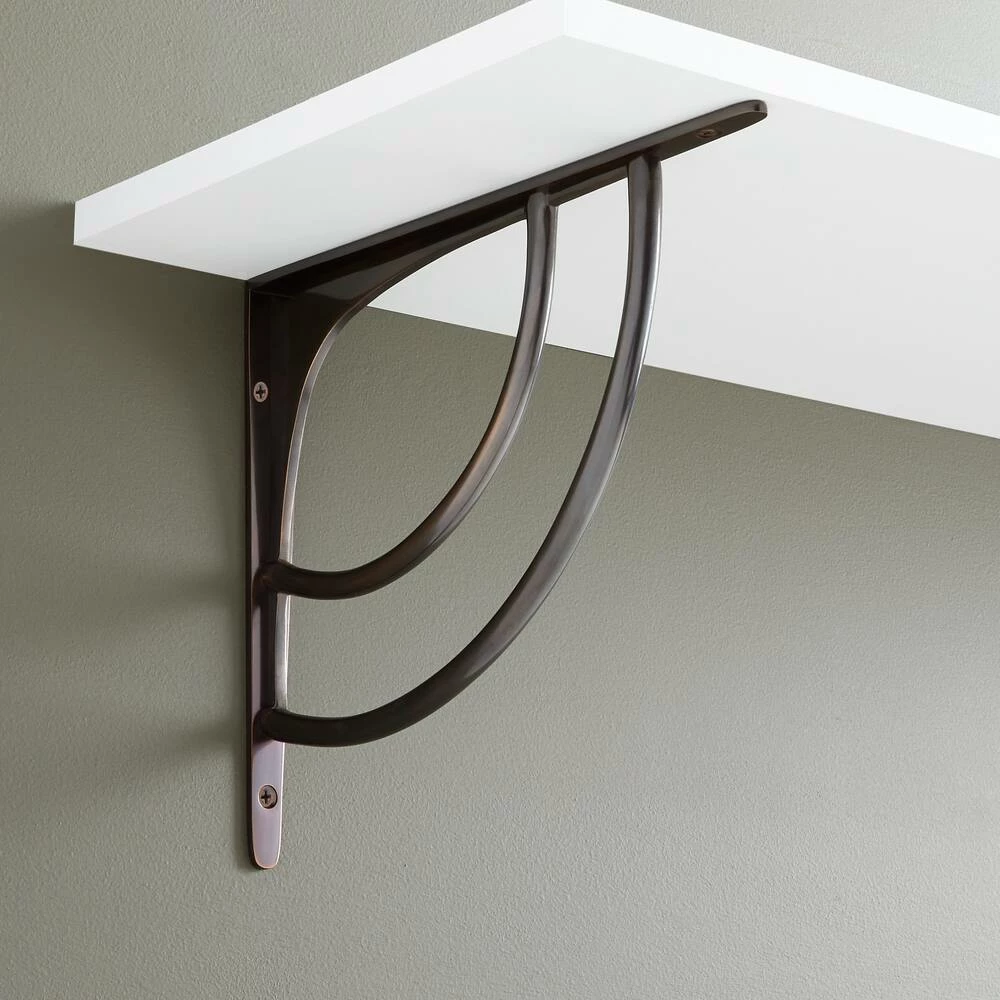 Signature Hardware Hamlin 10-1/8 in. Solid Brass Shelf Bracket in Antique Brass - Image 2