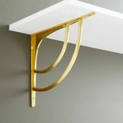 Signature Hardware Hamlin 10-1/8 in. Solid Brass Shelf Bracket in Brushed Brass
