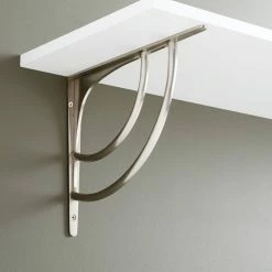 Signature Hardware Hamlin 10-1/8 in. Solid Brass Shelf Bracket in Brushed Nickel