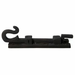 Signature Hardware Classic Iron Surface Bolt with Curly Handle in Black Powder Coat