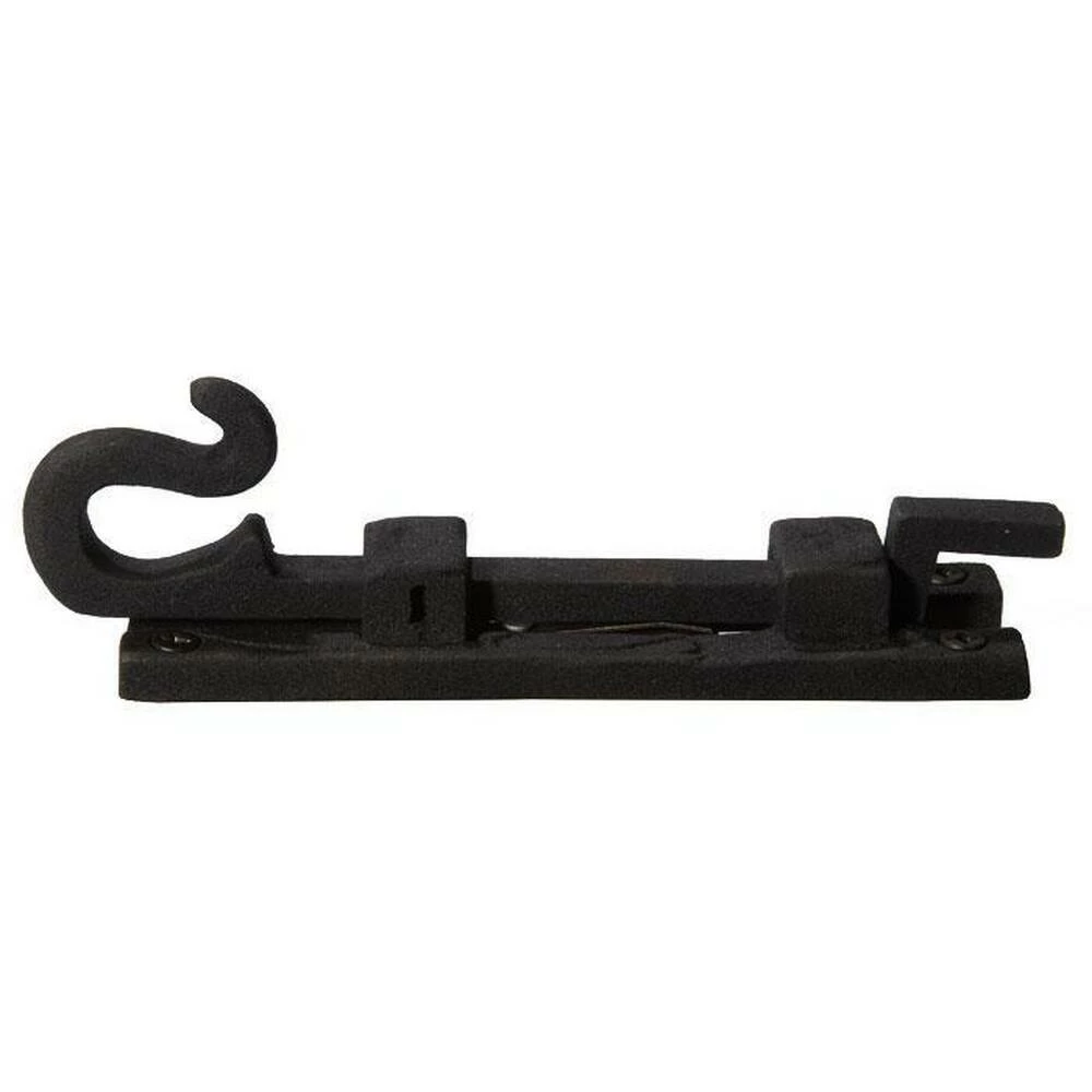 Signature Hardware Classic Iron Surface Bolt with Curly Handle in Black Powder Coat