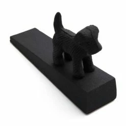 Signature Hardware Canine 3 in. Cast Iron Wedge Door Stop in Black Powder Coat