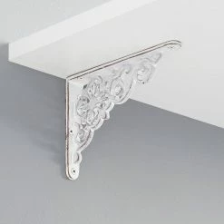 Signature Hardware Pennsylvania Dutch 6-3/8 in. Cast Iron Shelf Bracket in Distressed White