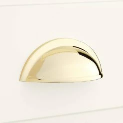 Signature Hardware Barrus 1-1/2 x 4-3/4 in. Brass Cup Pull in Brushed Nickel