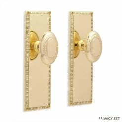 Signature Hardware Bachelet Brass Round Privacy Plate and Knob Set in Oil Rubbed Bronze