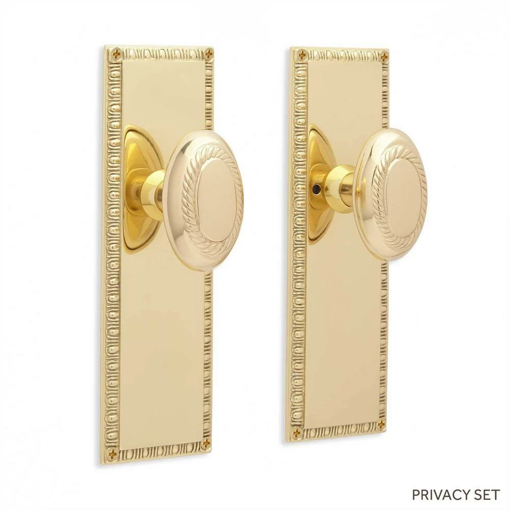 Signature Hardware Bachelet Brass Round Privacy Plate and Knob Set in Oil Rubbed Bronze