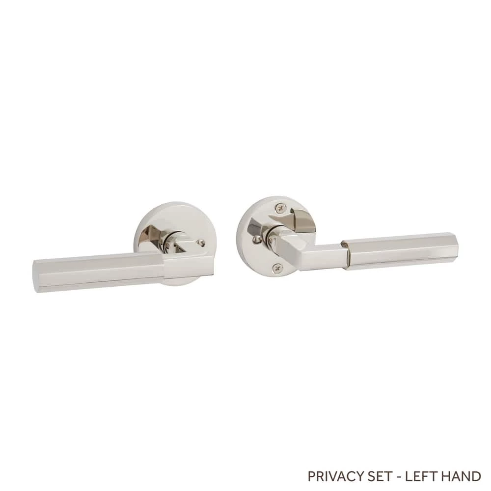 Signature Hardware Yasmeen Brass Handle Privacy Interior Door Set Lever in Polished Nickel