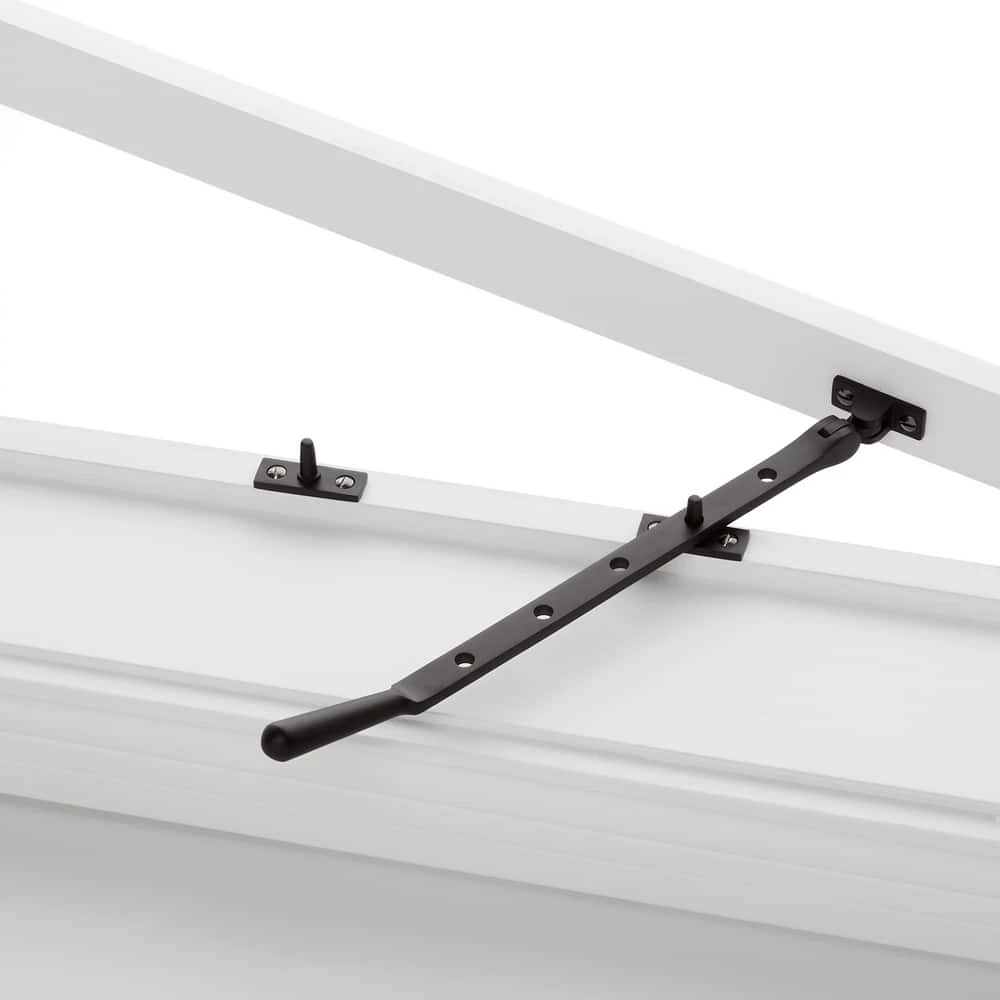 Signature Hardware 12 in. Solid Brass Casement Window Stay in Matte Black