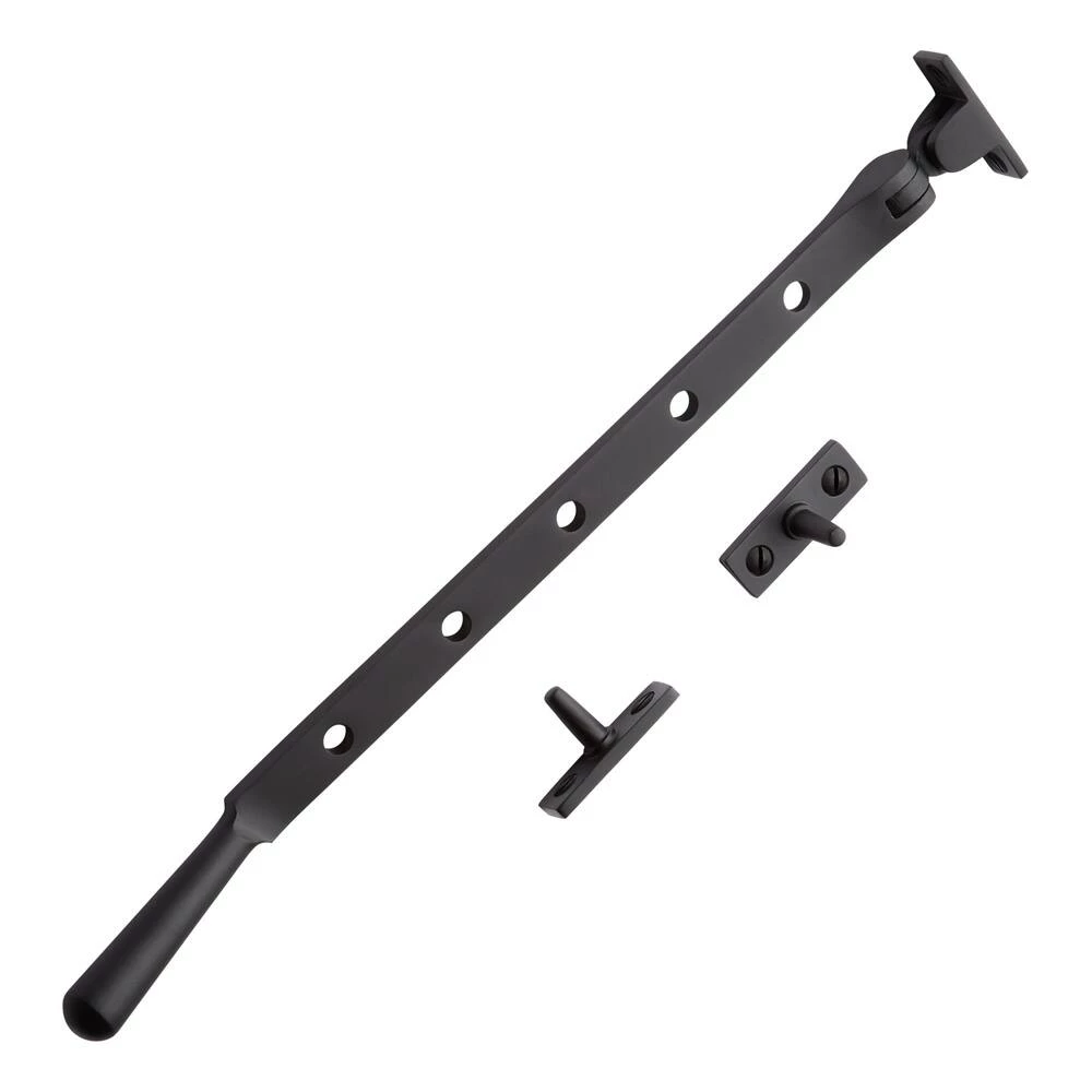 Signature Hardware 12 in. Solid Brass Casement Window Stay in Matte Black - Image 2