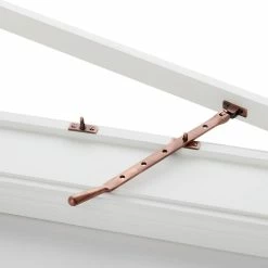 Signature Hardware 12 in. Solid Brass Casement Window Stay in Antique Copper
