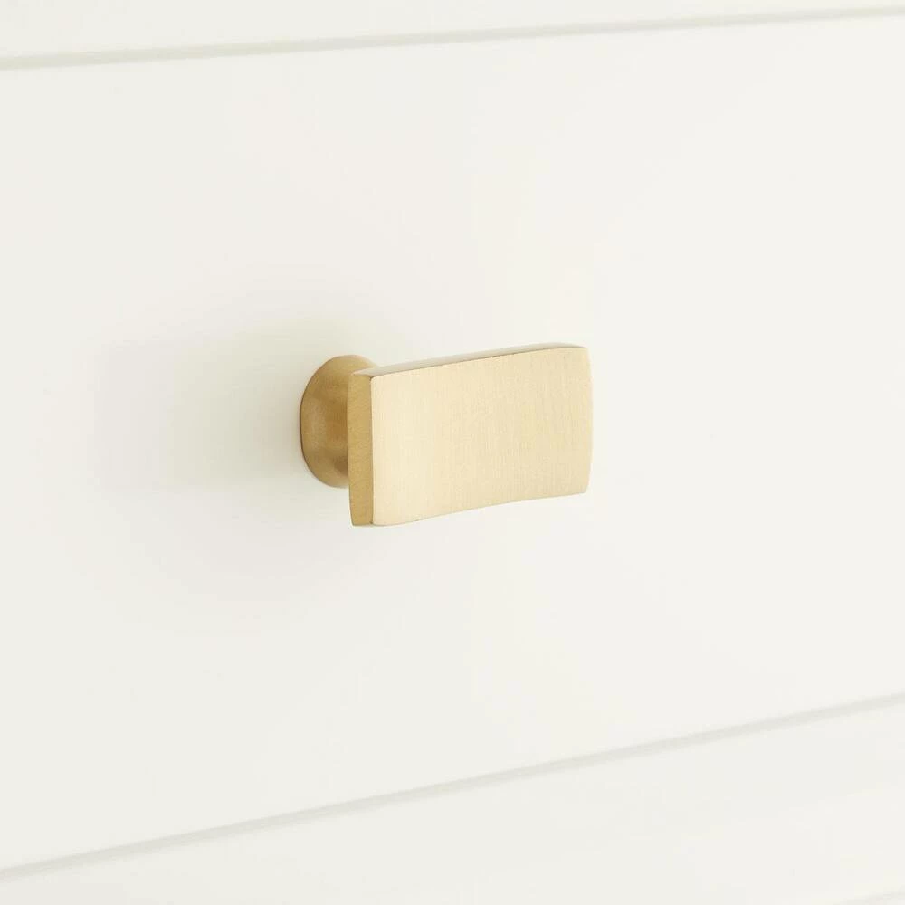 Signature Hardware Calais 1-1/2 in. Brass Rectangular Cabinet Knob in Satin Brass