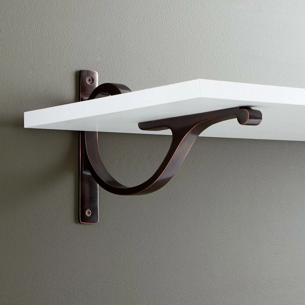 Signature Hardware Alyona 9-7/8 in. Solid Brass Shelf Bracket in Oil Rubbed Bronze
