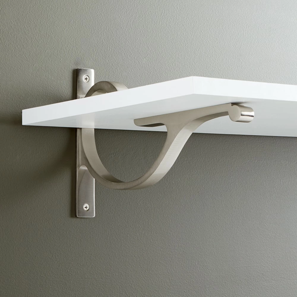 Signature Hardware Alyona 9-7/8 in. Solid Brass Shelf Bracket in Brushed Nickel