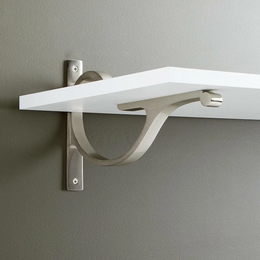 Signature Hardware Alyona 9-7/8 in. Solid Brass Shelf Bracket in Brushed Nickel - Image 2