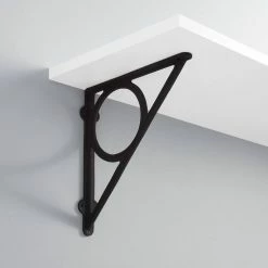 Signature Hardware Encircle 9-1/4 in. Cast Iron Shelf Bracket in Black Powder Coat