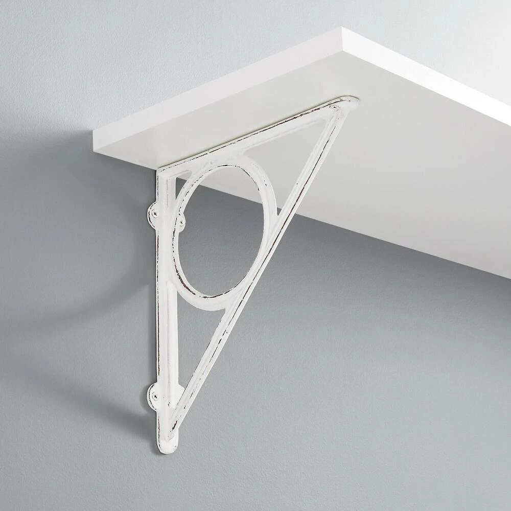 Signature Hardware Encircle 9-1/4 in. Cast Iron Shelf Bracket in Distressed White