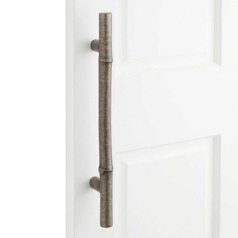 Signature Hardware Bamboo 18 in. Brass Door Pull in Antique Brass